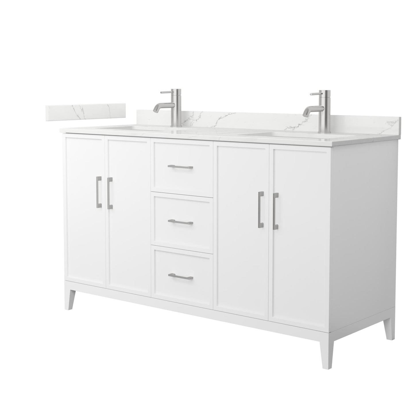 Elan Bathroom Vanity with Countertop 60 inch Double Sink Single hole Faucet Setup