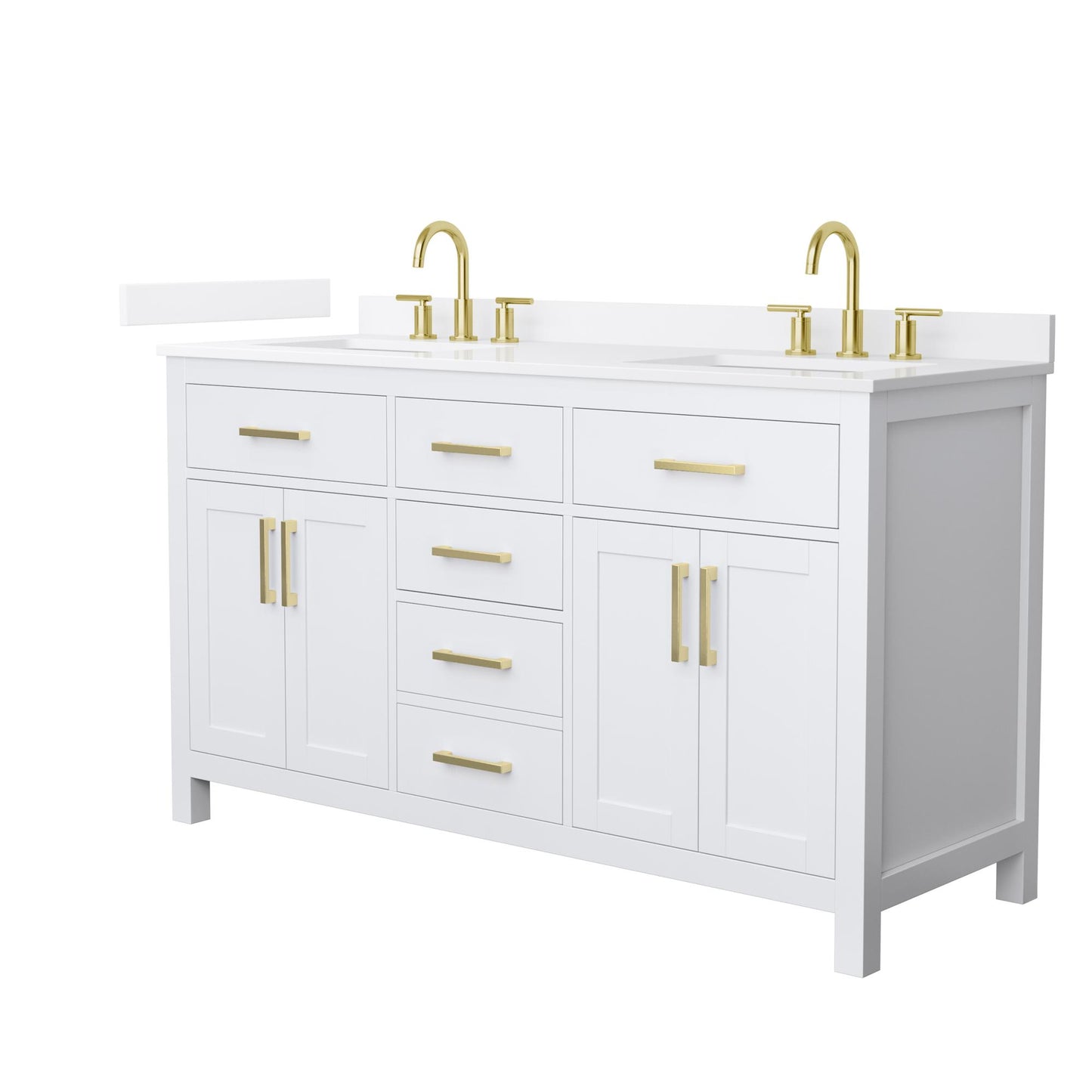 Beckett Bathroom Vanity with Countertop 60 inch Double Sink 3-hole Faucet Setup