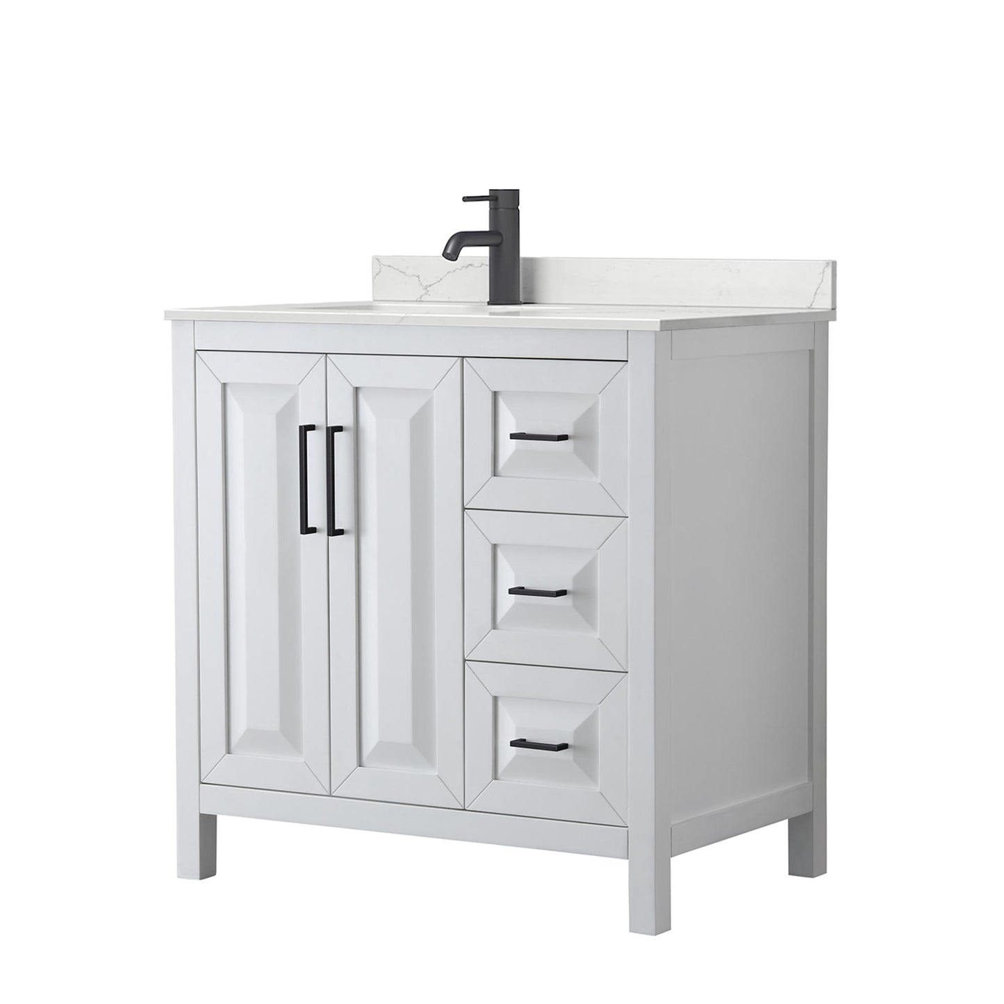 Daria Bathroom Vanity with Countertop 36 inch Single Sink Single hole Faucet Setup