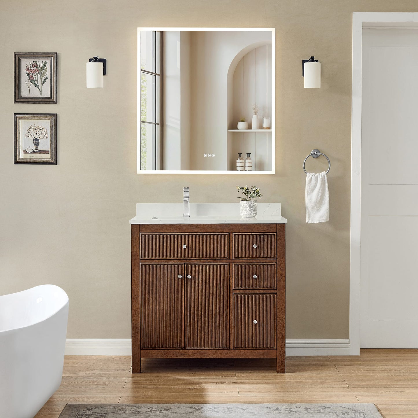 Pendry Bathroom Vanity with Countertop 36 inch Single Sink Single hole Faucet Setup