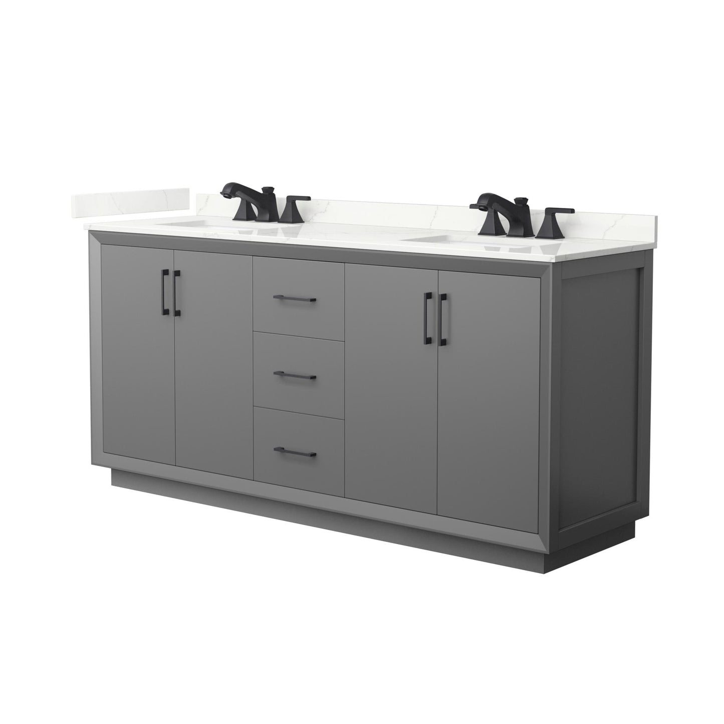 Strada Bathroom Vanity with Countertop 72 inch Double Sink 3-hole Faucet Setup