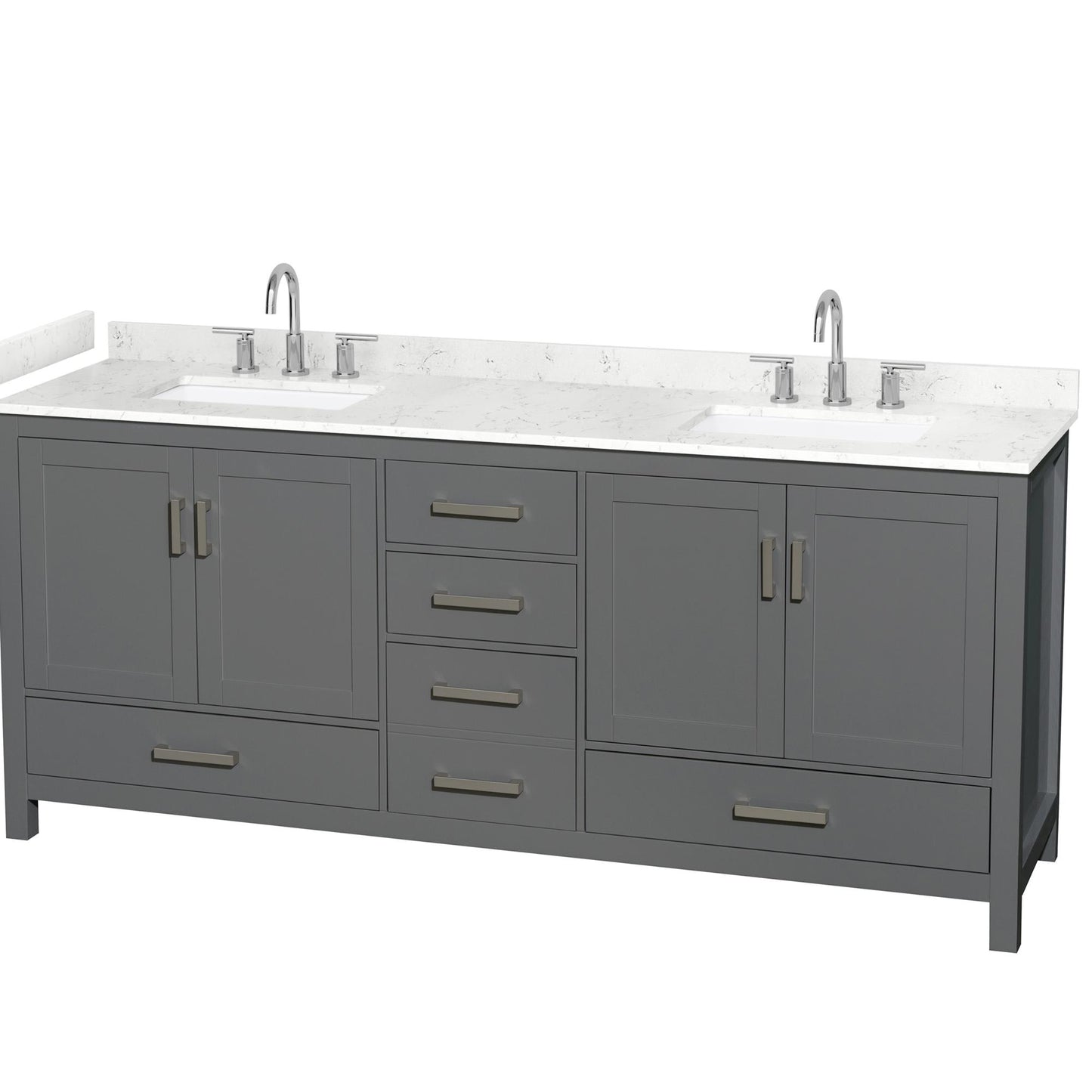 Sheffield Bathroom Vanity with Countertop 80 inch Double Sink 3-hole Faucet Setup