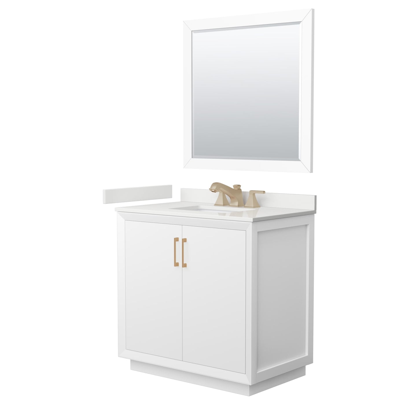 Strada Bathroom Vanity with Countertop 36 inch Single Sink 3-hole Faucet Setup