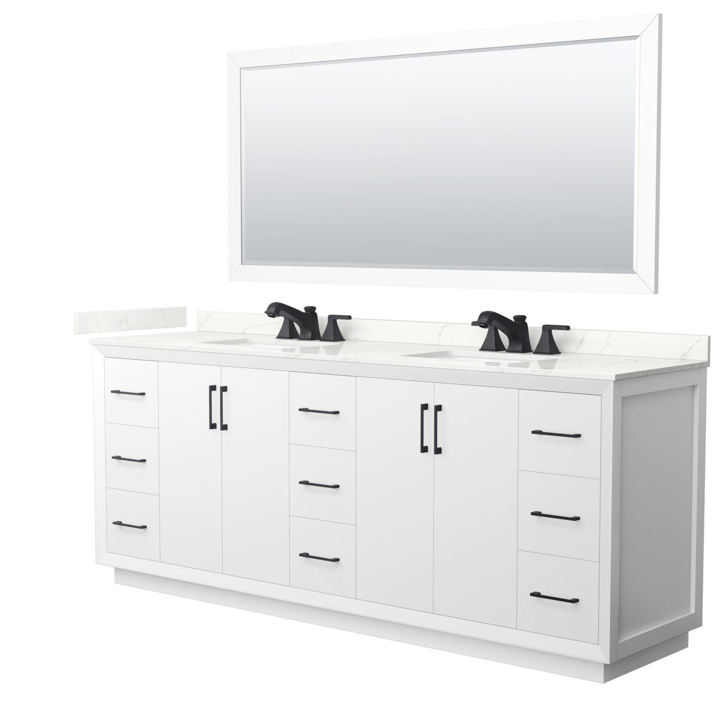 Strada Bathroom Vanity with Countertop 84 inch Double Sink 3-hole Faucet Setup