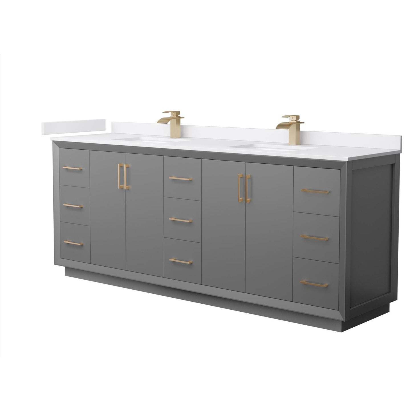 Strada Bathroom Vanity with Countertop 84 inch Double Sink Single hole Faucet Setup