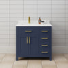 Custom image for Dark Blue with Brushed Gold Trim / Carrara Cultured Marble / No Mirror