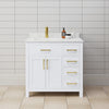 Custom image for White with Brushed Gold Trim / Carrara Cultured Marble / No Mirror