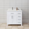 Custom image for White with Brushed Nickel Trim / Carrara Cultured Marble / No Mirror