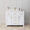 Custom image for White with Brushed Gold Trim / Carrara Cultured Marble / No Mirror