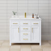 Custom image for White with Brushed Gold Trim / White Cultured Marble / No Mirror