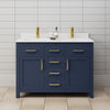 Custom image for Dark Blue with Brushed Gold Trim / Carrara Cultured Marble / No Mirror