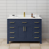 Custom image for Dark Blue with Brushed Gold Trim / Carrara Cultured Marble / No Mirror