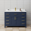 Custom image for Dark Blue with Brushed Gold Trim / White Cultured Marble / No Mirror