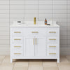 Custom image for White with Brushed Gold Trim / Carrara Cultured Marble / No Mirror