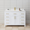 Custom image for White with Brushed Gold Trim / White Cultured Marble / No Mirror