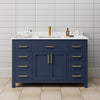 Custom image for Dark Blue with Brushed Gold Trim / Carrara Cultured Marble / No Mirror