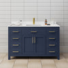 Custom image for Dark Blue with Brushed Gold Trim / White Cultured Marble / No Mirror