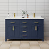 Custom image for Dark Blue with Brushed Gold Trim / Carrara Cultured Marble / No Mirror