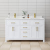 Custom image for White with Brushed Gold Trim / Carrara Cultured Marble / No Mirror