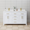 Custom image for White with Brushed Gold Trim / White Cultured Marble / No Mirror