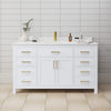 Custom image for White with Brushed Gold Trim / Carrara Cultured Marble / No Mirror