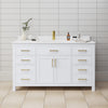 Custom image for White with Brushed Gold Trim / White Cultured Marble / No Mirror