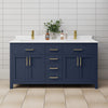 Custom image for Dark Blue with Brushed Gold Trim / White Cultured Marble / No Mirror