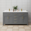 Custom image for Dark Gray with Brushed Gold Trim / White Cultured Marble / No Mirror