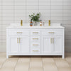 Custom image for White with Brushed Gold Trim / White Cultured Marble / No Mirror