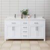 Custom image for White with Brushed Nickel Trim / Carrara Cultured Marble / No Mirror
