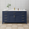 Custom image for Dark Blue with Brushed Gold Trim / Carrara Cultured Marble / No Mirror