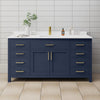 Custom image for Dark Blue with Brushed Gold Trim / White Cultured Marble / No Mirror