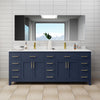 Custom image for Dark Blue with Brushed Gold Trim / Carrara Cultured Marble / No Mirror