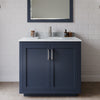 Custom image for Dark Blue with Brushed Nickel Trim / White Carrara Marble / No Mirror