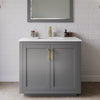 Custom image for Dark Gray with Brushed Gold Trim / Carrara Cultured Marble / No Mirror