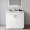 Custom image for White with Brushed Gold Trim / White Carrara Marble / 34