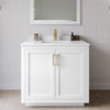 Custom image for White with Brushed Gold Trim / White Cultured Marble / 34