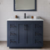 Custom image for Dark Blue with Matte Black Trim / White Carrara Marble / No Mirror