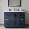 Custom image for Dark Blue with Brushed Gold Trim / Carrara Cultured Marble / No Mirror