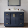 Custom image for Dark Blue with Brushed Gold Trim / White Quartz / No Mirror