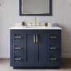 Custom image for Dark Blue with Brushed Gold Trim / White Quartz / 34