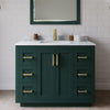 Custom image for Green with Brushed Gold Trim / White Carrara Marble / 34