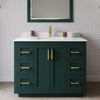 Custom image for Green with Brushed Gold Trim / White Cultured Marble / No Mirror