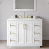 Custom image for White with Brushed Gold Trim / White Quartz / No Mirror
