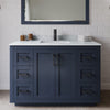Custom image for Dark Blue with Matte Black Trim / White Carrara Marble / No Mirror