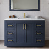 Custom image for Dark Blue with Brushed Gold Trim / White Carrara Marble / 46