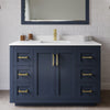 Custom image for Dark Blue with Brushed Gold Trim / White Cultured Marble / No Mirror