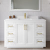 Custom image for White with Brushed Gold Trim / White Cultured Marble / No Mirror