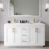 Custom image for White with Brushed Gold Trim / White Cultured Marble / No Mirror