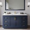 Custom image for Dark Blue with Brushed Gold Trim / White Quartz / No Mirror